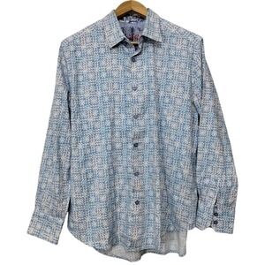 Robert Graham Kendale Long Sleeve Geometric Blue ‎ Button Down Classic Fit Shirt